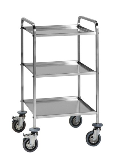  trolley with three removable shelves stainless steel aisi 18/10, square tube