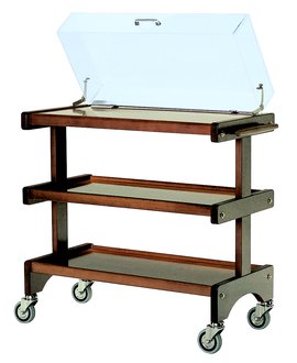 trolley made in wood with rectangular dome and 3 shelves