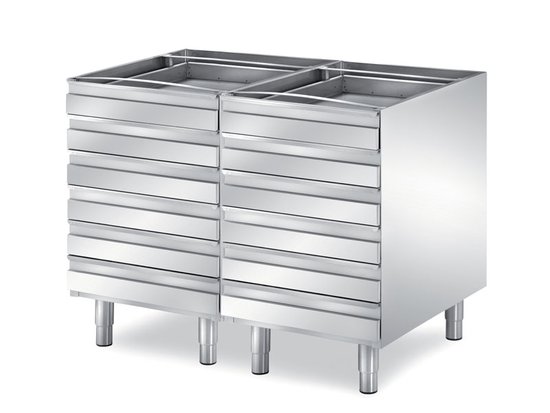 double drawers unit for pizza depth 700 mm, 12 drawers