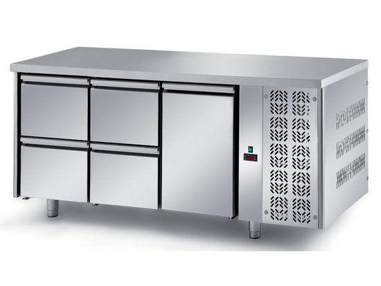 refrigerated ventilated tables with motor, 1 door and 4 drawers mod. fgm3