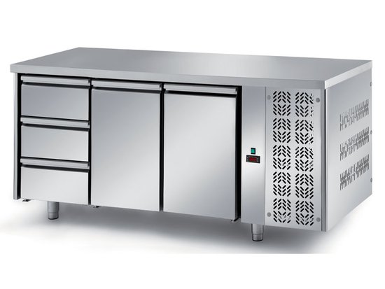 refrigerated ventilated tables with motor, 2 doors and 4 drawers mod. fgm7