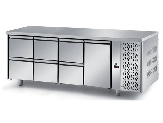refrigerated ventilated tables with motor, 1 door and 6 drawers mod. fgn4