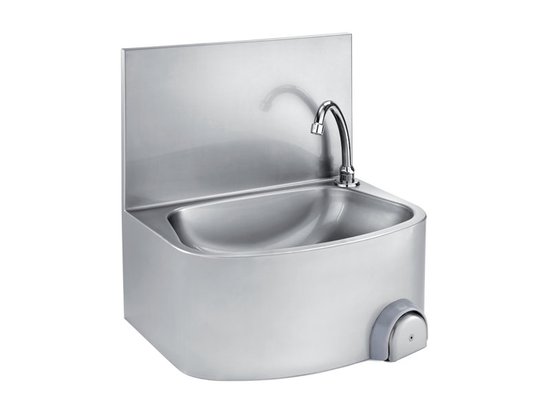 wall handwashing sink with back and knee control
