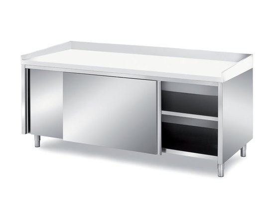 bakery cabinet tables with polythene top and sliding doors