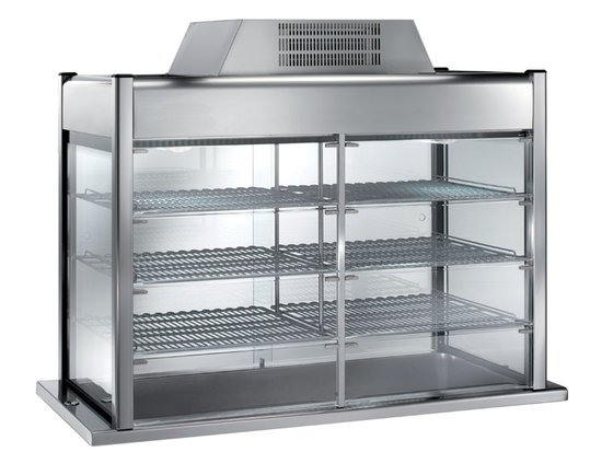 refrigerated show-case with glass sliding doors and flap doors mod. vt
