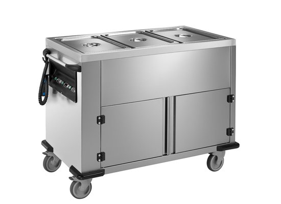 heated cabinet trolley with separated basins