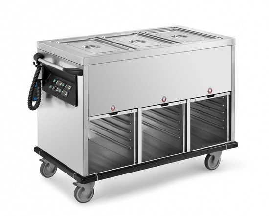 heated bain-marie trolley with unique basin