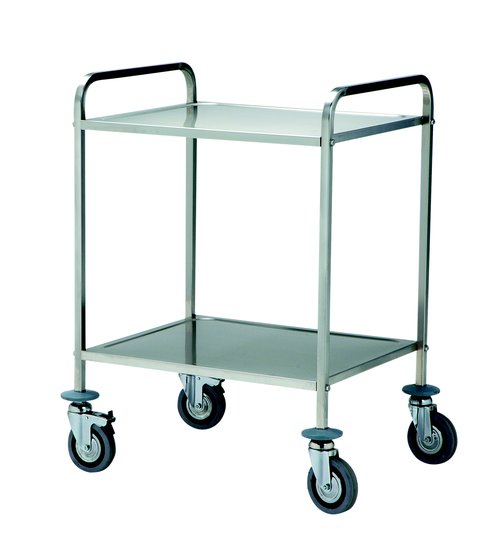  trolley with two removable shelves stainless steel aisi 18/10, square tube