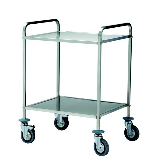 carrello con due ripiani di piegatura asportabili inox 18/10, tubo quadro