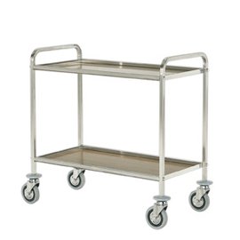 trolley with two laminated shelves, square tube