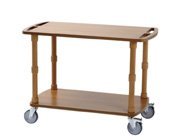 service trolley with 2 shelves made in covered wood, walnut colour