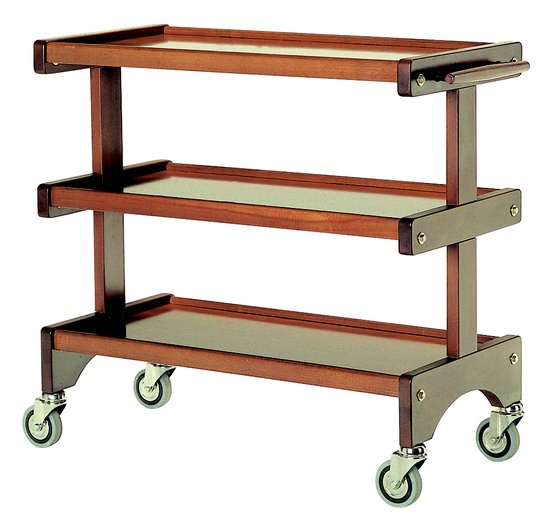 service trolley made in wood with 3 shelves