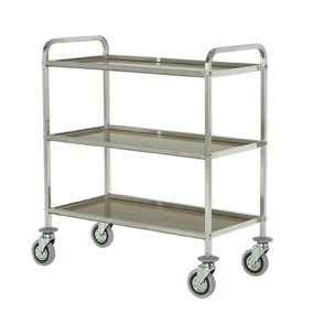 trolley with three laminated shelves, square tube