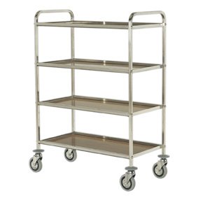 trolley with four laminated shelves, square tube