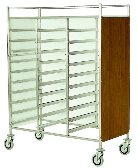 trolley for trays covered on 3 sides