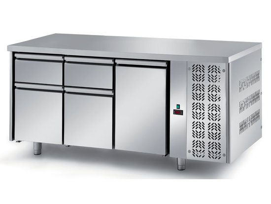 refrigerated ventilated tables with motor, 1 door and 4 drawers mod. fgm6