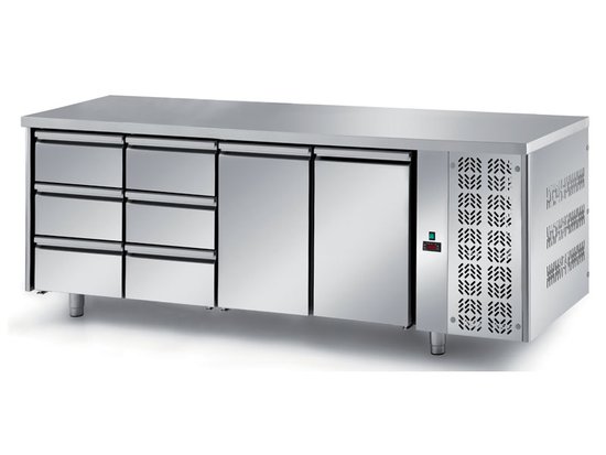 refrigerated ventilated tables with motor, 2 doors and 6 drawers  mod. fgn5