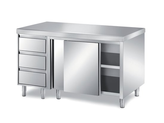 bakery cabinet tables with sliding doors, 3 drawer unit