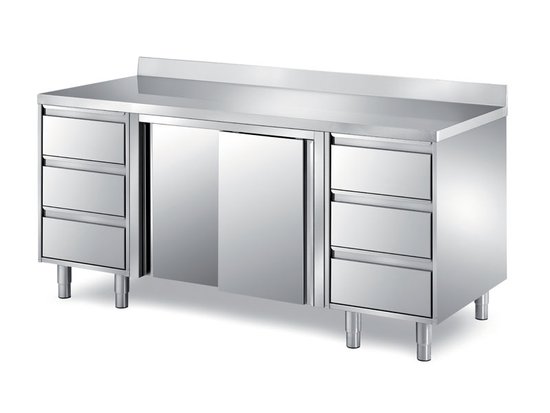 tables with sliding doors and two drawers units