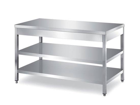 tables on legs with two undershelves depth 600