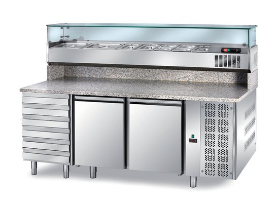 composition refrigerated pizzeria tables, 2 doors, 1 drawer , with 1 containers shelf - new eco line